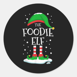 Adesivo Redondo A Família Foodie Elf de Natal que Corresponde ao G