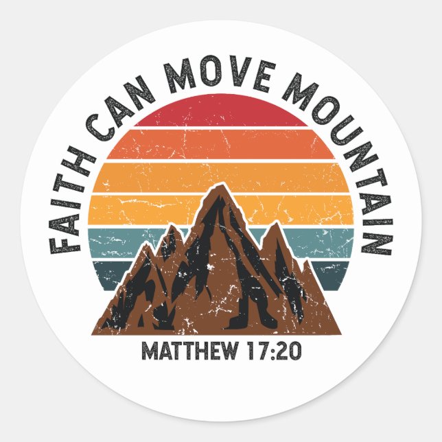 Adesivo Redondo A fé pode mover a montanha (Frente)