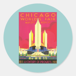 Adesivo Redondo A feira de mundo de Chicago do vintage