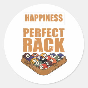 Adesivo Redondo A Felicidade É Um Jogo De Bilhar De Rack Perfeito