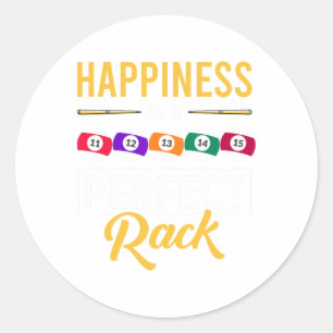 Adesivo Redondo A Felicidade É Um Jogo De Bilhar De Rack Perfeito