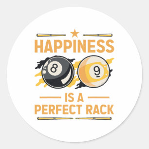 Adesivo Redondo A Felicidade É Um Jogo De Bilhar De Rack Perfeito