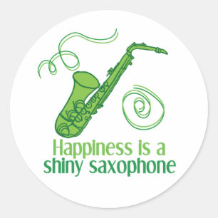 Adesivo Redondo A felicidade é um saxofone brilhante