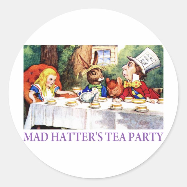 ADESIVO REDONDO A FESTA DE CHÁ DO MAD HATTER (Frente)