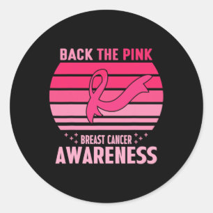 Adesivo Redondo A Fita Rosa, Bandeira Americana, Cancer da Mama Aw