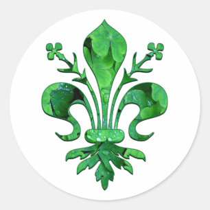 Adesivo Redondo A flor de lis afortunada de St Patrick