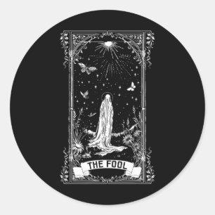Adesivo Redondo A Fool Ghost Cottagecore Tarot Card Major Arcana