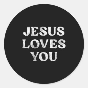 Adesivo Redondo A Frase Jesus Te Ama Em Um