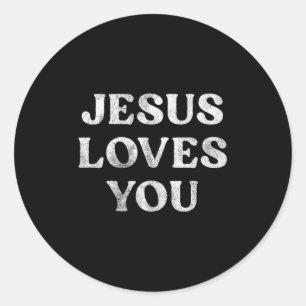 Adesivo Redondo A Frase Jesus Te Ama Em Um Tri-blend Premium