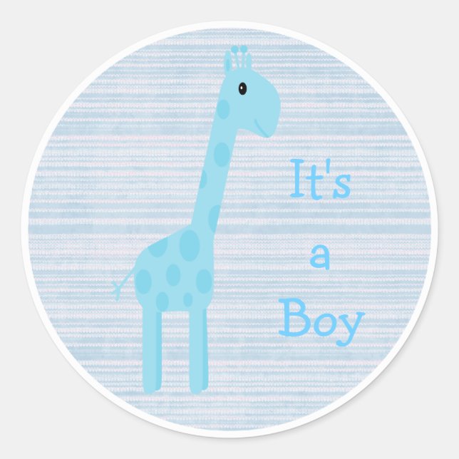 Adesivo Redondo A Girafa Azul Bonita É Um Bebê Novo (Frente)
