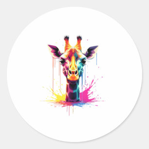 Adesivo Redondo A girafa colorida para o engraçado
