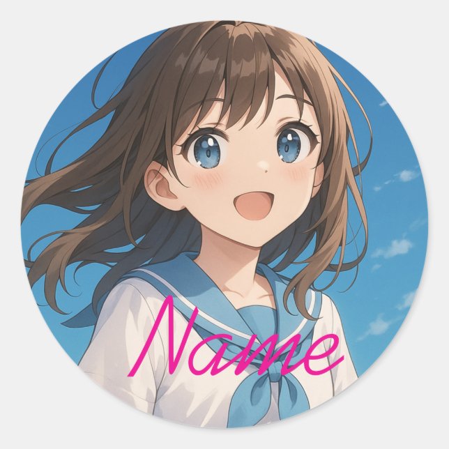 Adesivo Redondo A Girl under the Summer Sky (Frente)