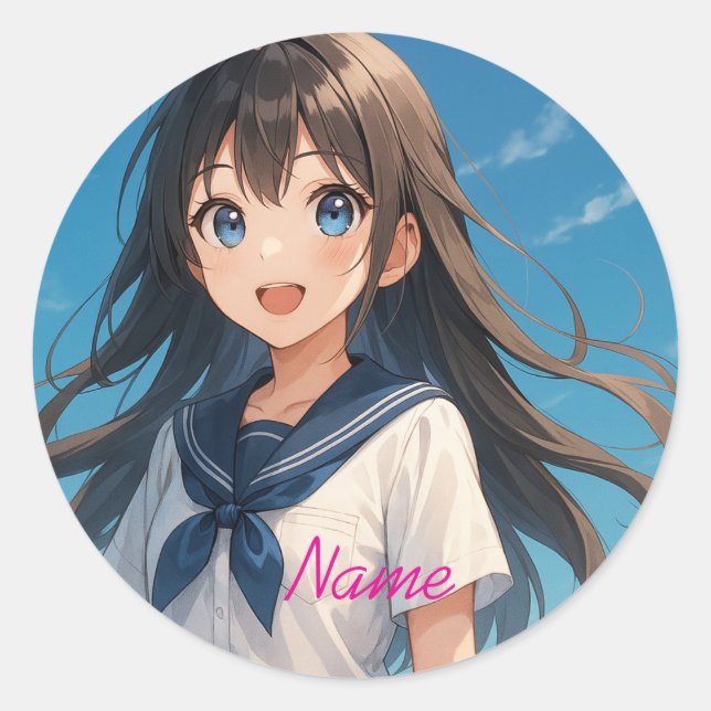 Adesivo Redondo A Girl under the Summer Sky2  (Frente)