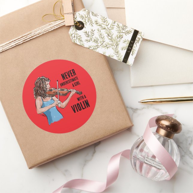 Adesivo Redondo A Girl with a Violin Sticker (Presentear)