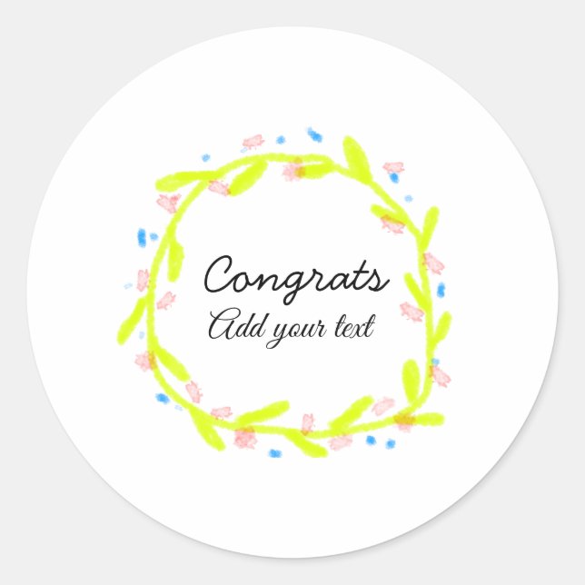 Adesivo Redondo A graduação mínima simples de parabéns adiciona (Frente)