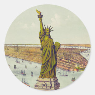 Adesivo Redondo A Grande Estátua de Bartholdi, Estátua da Liberdad