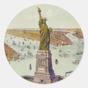Adesivo Redondo A Grande Estátua de Bartholdi, Estátua da Liberdad