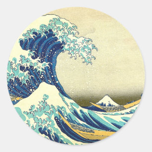 Adesivo Redondo "A grande onda fora de Kanagawa "