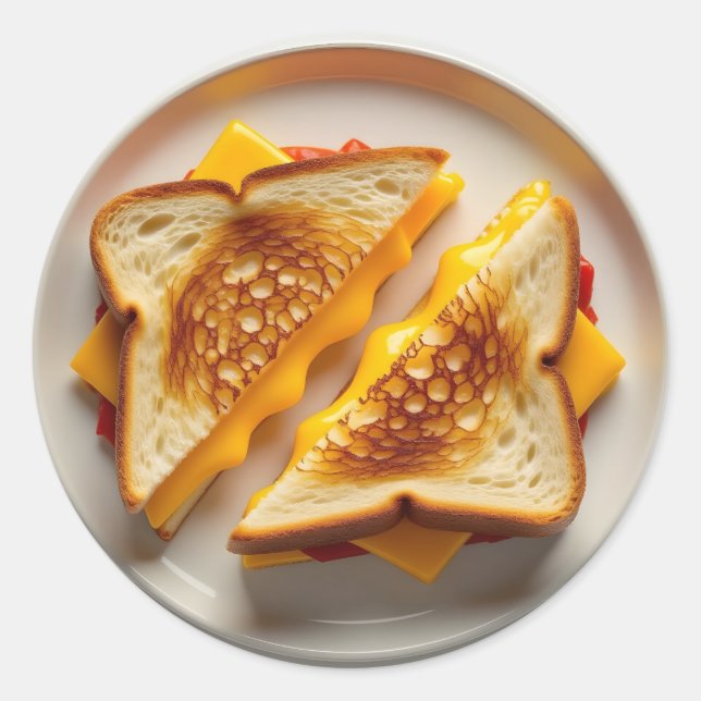 Adesivo Redondo A Grilled Cheese Sandwich on a Plate (Frente)