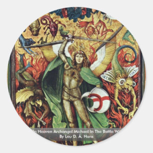 Adesivo Redondo A guerra no arcanjo Michael do céu na batalha
