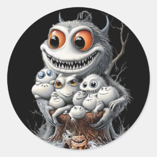 Adesivo Redondo A Halloween sticker. Monsters are waiting for you!