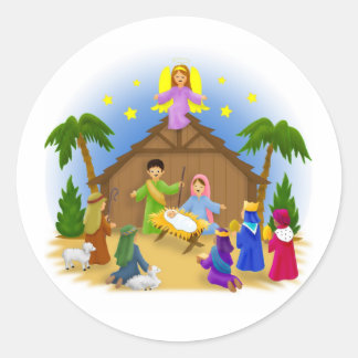 Adesivo Redondo A história de Natal