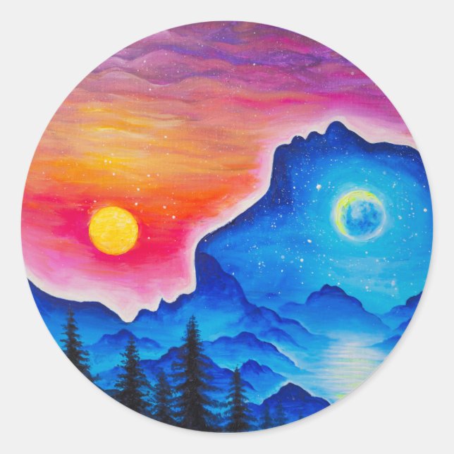 Adesivo Redondo A história do sol e da lua (Frente)