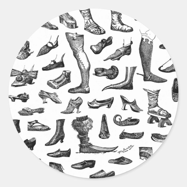 Adesivo Redondo A História dos Calçados (Frente)