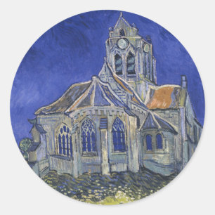 Adesivo Redondo A Igreja em Auvers de Vincent van Gogh