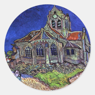 Adesivo Redondo A igreja em Auvers por Vincent van Gogh 1890