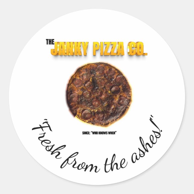 Adesivo Redondo A Janky Pizza Co (Frente)