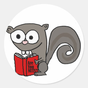 Adesivo Redondo A leitura engraçada do esquilo é você livro dos