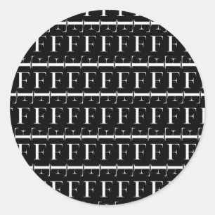 Adesivo Redondo A letra inicial F do monograma, escolhe a cor do