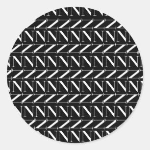 Adesivo Redondo A letra inicial N do monograma, escolhe a cor do