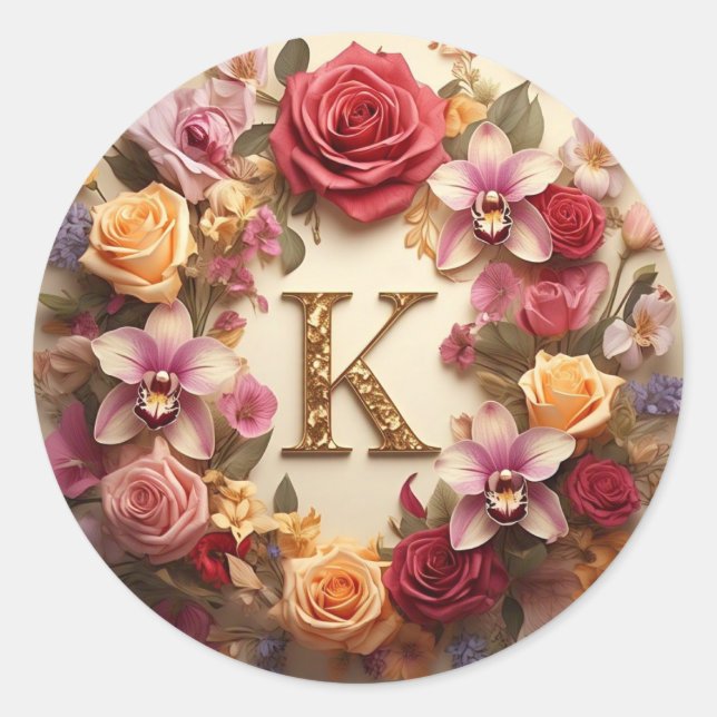 Adesivo Redondo A letra K Envelope Sticker (Frente)