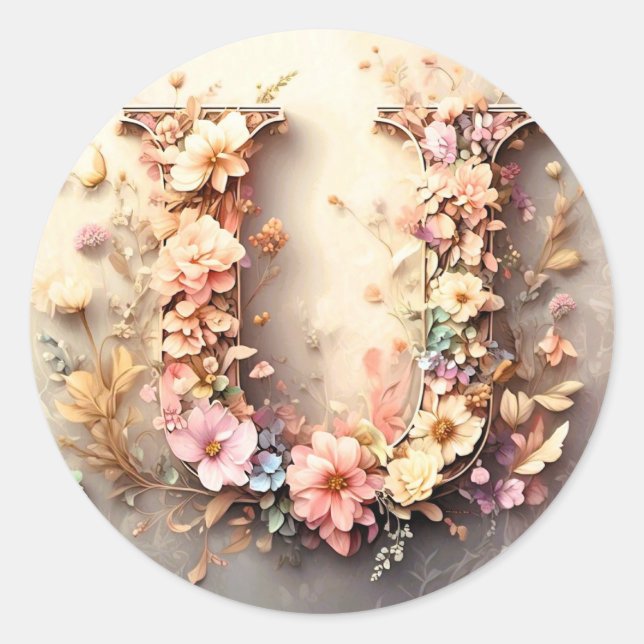 Adesivo Redondo A letra U Envelope Sticker (Frente)