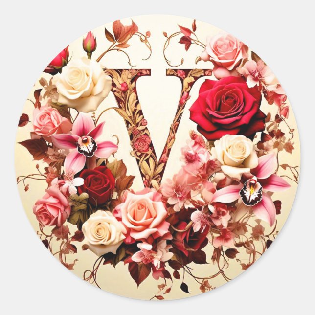 Adesivo Redondo A letra V Envelope Sticker (Frente)