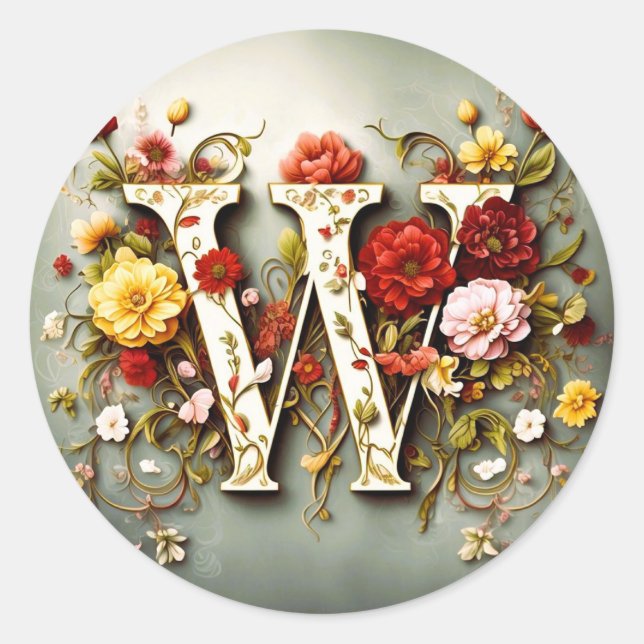 Adesivo Redondo A letra W Envelope Sticker (Frente)