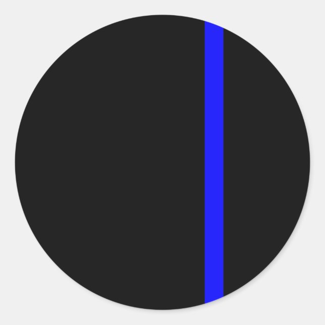 Adesivo Redondo A linha azul-fina simbólica em preto (Frente)