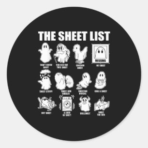 Adesivo Redondo A Lista De Folhas Engraçado Ghost Puns Figurinos D