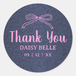 Adesivo Redondo A Little Blue Jean Baby Denim Girl Baby Shower 