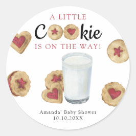 Adesivo Redondo A Little Cookie is on the way Baby shower