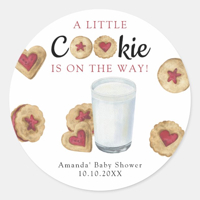 Adesivo Redondo A Little Cookie is on the way Baby shower (Frente)