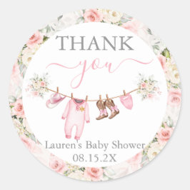 Adesivo Redondo A little Cowgirl Pink Baby Shower Girl