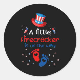 Adesivo Redondo A Little Firecracker Is on the Way 4th of July