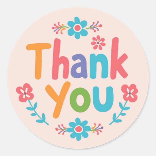 Adesivo Redondo  A Little Flower, A Big Thank You Sticker (Frente)