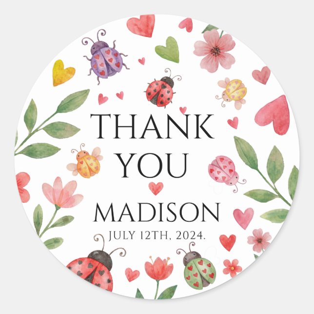 Adesivo Redondo A Little Love Bug Baby Shower  (Frente)