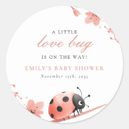 Adesivo Redondo A Little Love Bug Is On The Way Baby Shower