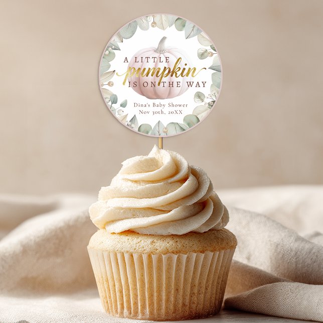 Adesivo Redondo A Little Pumpkin Blush Fall Baby Shower Favor Stic (Baby Shower Favor Sticker)
