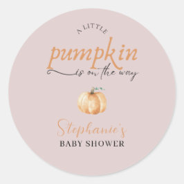 Adesivo Redondo A Little Pumpkin Is On The Way Fall Baby Shower
